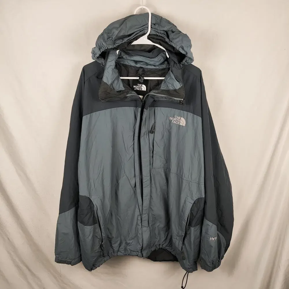 The North Face Jacket Mens XL Gray Hooded Full Zip Rain Windbreaker Outdoor